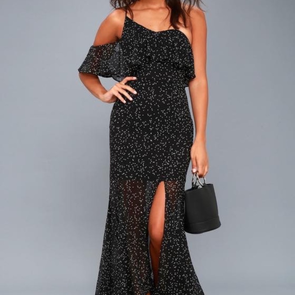 Speckled black wedding guest dress. New. Never worn.